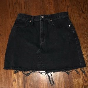 Madewell Distressed Black Denim Mini Skirt